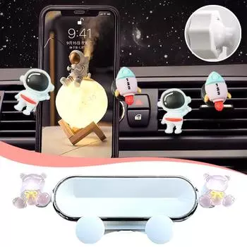 Creative Cartoon Car Air Outlet Clip Astronaut Design Fixed Car Phone Support Phone Bracket Cute Bracket Mobile Navigation N7G0