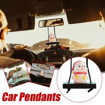 Creative Cartoon Car Ornaments Pendant Hanging 2024 Santa Claus Snowman Christmas Gift Doll Party Auto Interior Decorations