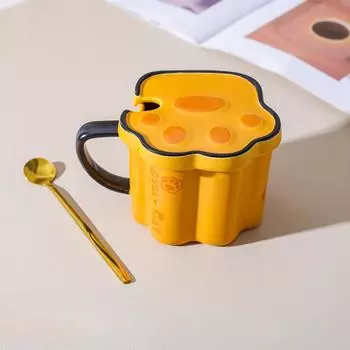 Creative Cartoon Cat Claw Cup Ceramic Mug Office Couple Student Children Drinking Water Cup with Lid Spoon Coffee Cup 401-500ml