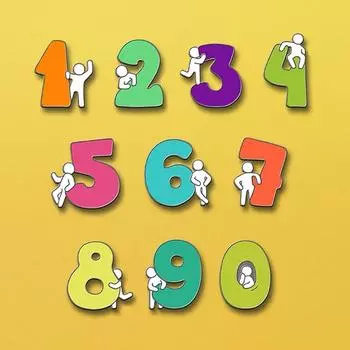 Creative Cartoon Digital Brooch Golden M Badge Preppy Style Clothes Backpack Pin Buckle Accessories Pendant Original Jewelry A set of ten [0-9]]