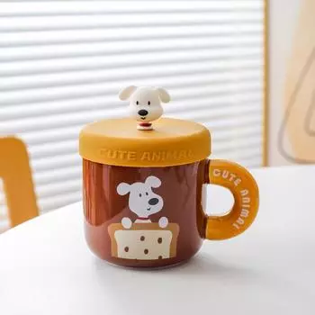 Creative Cartoon Mug Ceramic Cup Water Cup with Lid Cute Coffee Cup Children Water Cup Gift Birthday Gift 301-400ml