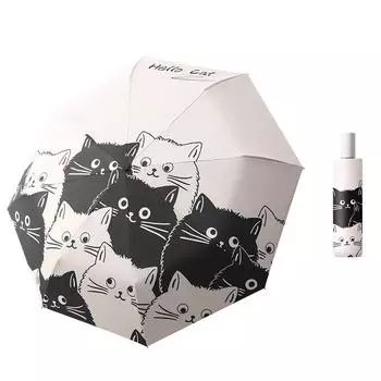 Creative cartoon pattern digital tri-fold automatic folding 8-bone portable sunshade weather and rain dual-purpose sunscreen student