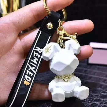 Креативный мультяшный брелок для ключей в виде девочки-кролика из смолы, милый трендовый брелок для ключей на сумку розовый