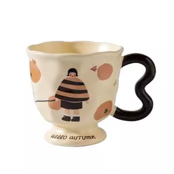 Creative Cartoon Retro Family Goblet Mug Ceramic Cup High Looking Afternoon Tea Cup Souvenir Coffee 400ML