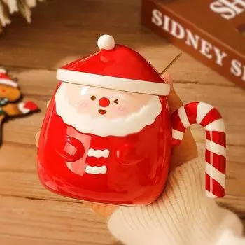 Creative Cartoon Santa Claus Cup Ceramic Cup Christmas Holiday Gift Hand-painted Water Cup Souvenir Mug 460ML