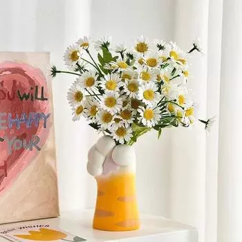 Creative Cat Claw Vase Flower Arrangement Decorative Vasen Ornament Resin Crafts Brushes Storage Home Desktop Pencontainer Decor оранжевый