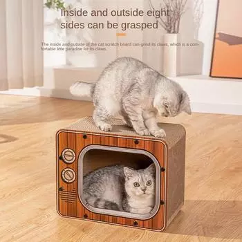 Creative Cat Scratching Board TV Cat Box Scratch Resistant Wear Resistant Three-dimensional Pet Toy Carton No Scraps Pet Habitat