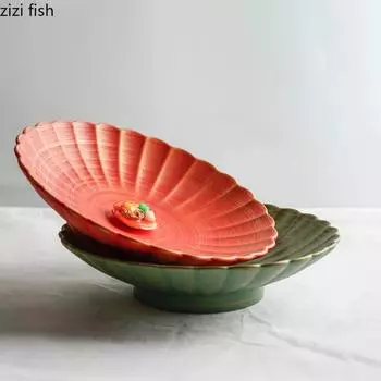 Creative Ceramic Cooking Plate Flower Shape Tableware Dinner Dish Hotel Restaurant Sushi Dish Vegetable Plate Snack Dessert Tray