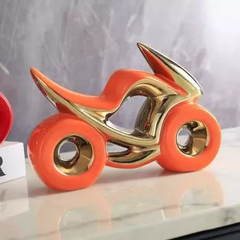 Creative Ceramic Motorcycle Ornaments Geometric Shape Desktop Decoration Ceramic Crafts TV Cabinet Sense Home Decoration Gift белого золота