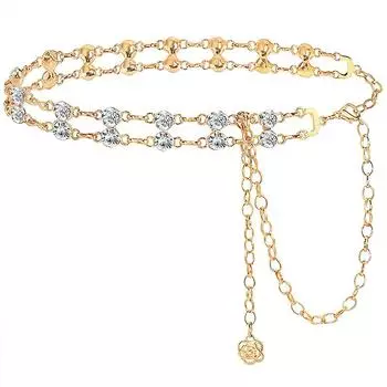 Creative Chain Belt All-Match Alloy Double Layers Waist Chain серебряный