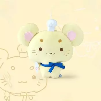 Creative Chef Mouse Plush Toy Wearing Shirt Holding Coffee Design Pillow Sofa Chef