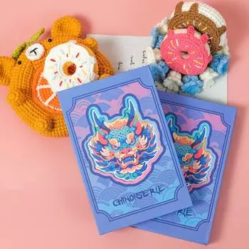 Creative Chinese Style Series High Value Guochao Dragon Blue Hard Shell Portable Tri-Fold Notepad