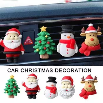 Creative Christmas Car Air Outlet Fragrant Clips Santa Aromatherapy Bell Clip Auto Resin Claus Decoration Interior Elk V2R8