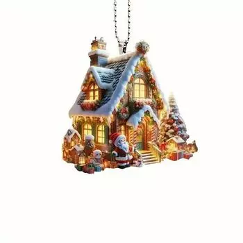 Creative Christmas Tree Santa Claus Acrylic Hanging Ornament Car Pendant Home Decoration