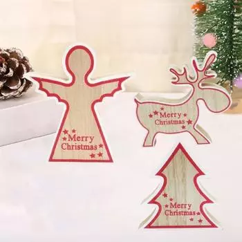 Creative Christmas Wooden Decorations Angel/Tree/Stars/Elk Shaped Household Wooden Christmas Tree Durable Decorative
