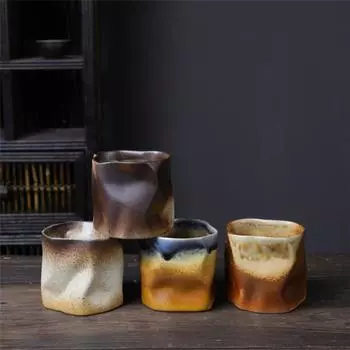 Creative Coffee Cup Personalized Irregular Retro Mug Japanese Coarse Pottery Cup Household Multi-function Ceramic Tea Cup 201-300ml