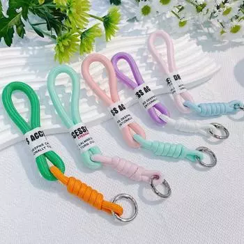 Creative Colorful Knot Pendant Soft Braided Lanyard Keyring Simple Braided Rope Keychain Car циан/розовый