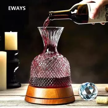 Creative Crystal Glass Cup with Rotation Rack, Tumbler, Wine Aerator, Decanter, Wine Glasses, Mug, Creative Gift, 1500ml