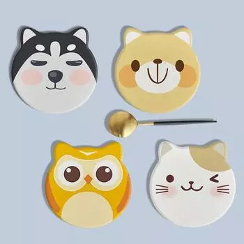 Creative Cute Animal Coaster Diatomite Circular Water Cup Mat Anti Slip Gift Wine Glass Coasters Home Restaurants and Bars