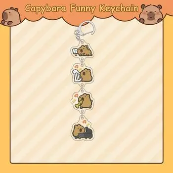 Creative Cute Capybara Acrylic Keychain Bag Hanging Jewelry Funny Animal Keyring Lovely Pendant Charms Girls Gift