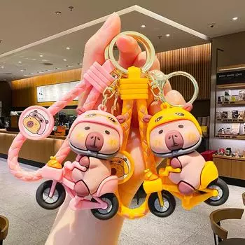 Creative Cute Capybara Keychain Pendant Cartoon Anime Doll Keyring Car Keychain Backpack Decoration Accessories Gifts красный