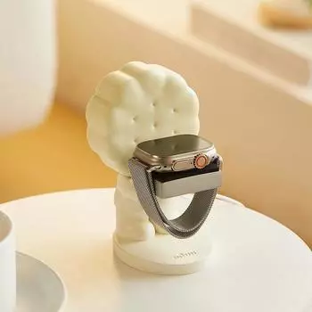 Креативный милый мультяшный кукольный злодей в виде печенья для часов Apple Watch, подставка для зарядки, украшение для спальни, офиса, рабочего стола