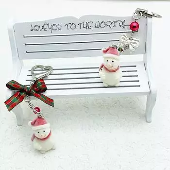 Creative Cute Flocking Snowman Keychain Pendant Funny Doll Keyring Exquisite Backpack Decoration Accessories Gifts