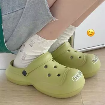 Creative Cute Fun Puppy Dog Accessories DIY Closed Toe Hole Shoes Baby Boy and Girl Summer Non Slip Outdoor Couple Sandals No flower deduction Green 40-41