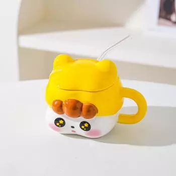 Creative Cute Girl Ceramic Sippy Cup Mug for Girls Best Friend Practical Birthday Gift Cup Souvenir 301-400ml