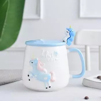 Creative Cute Hand Painted Cartoon Unicorn Ceramic Mug Gift Cup Coffee Cup Water Cup Couple Breakfast Cup 301-400ml