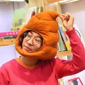 Creative Cute Shit Shape Plush Hat Stuffed Toy Funny Fake Poop Full Headgear Cap Gag Gift Cosplay Party Photo Props
