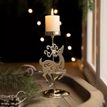 Creative Decorative Snowflake Tree Candle Holder Elk Iron Christmas Candlestick Xmas Tree Candle Stand Centerpiece Decor