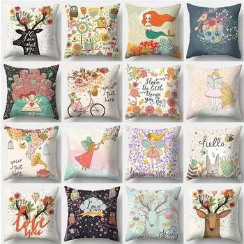 Наволочка с изображением оленя 45 смX45 см, квадратная наволочка для дивана, подушка Love Cushion 40x40cm