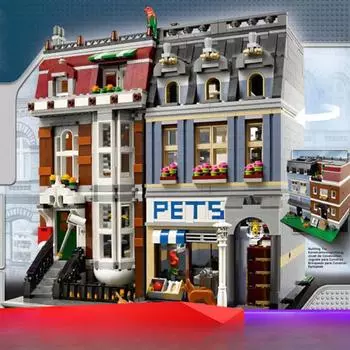 Creative Expert Street View Модульные здания Зоомагазин Модель Строительные блоки Кирпичные головоломки Игрушки для подарка