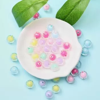 Creative Faceted Pendant Round Necklace Bracelet 80/40Pcs Acrylic Sandwich Loose Beads DIY Jewelry Making Creative 8/10mm Candy Color Transparent 10mm 40pcs разноцветный