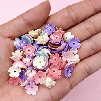 Creative Fashion Beads 80Pcs 10.5mm Acrylic Hairclip Handmade Materials Materials Earrings Colored Five-petal Flower DIY Jewelry Making красный