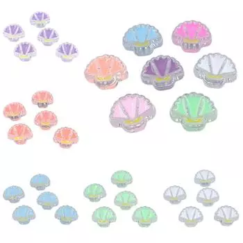 Creative Fashion Transparent Material 5Pcs Handmade Acrylic Shell Loose Beads Drip Oil Pendants DIY Bracelet Necklace Making Accessories белый