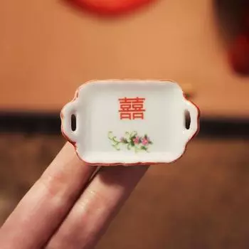 Creative Fine Workmanship Ornament Non-Fading Mini Ceramic Tray Dollhouse Cutlery for Role Play Miniature B