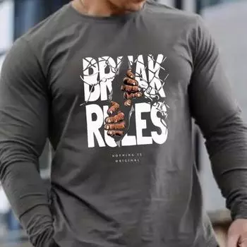 Креативный принт «пальцы» Мужские футболки с длинным рукавом Футболки с круглым вырезом Повседневный свитер Мужская одежда Большие размеры XS белый