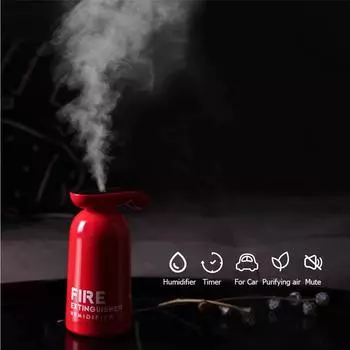 Creative Fire Extinguisher Air Humidifier USB Mist Maker Fogger 180ML Ultrasonic Cool Water for Home Car Purifier чёрный