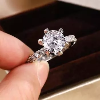 Креативное кольцо в форме цветка, супер блестящее 4A, полный бриллиант, циркон, ювелирные изделия для свадьбы, помолвки 6 белый