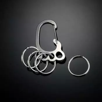 Creative Foot-shaped Keychain Smooth Stainless Steel Buckle with 4 Key Rings Funny Present Key Holder