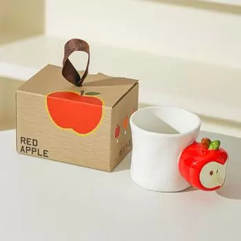 Creative Fruit Cup Mug Coffee Cup Opening Gift Ceramic Cup Cute Apple Peach Home Water Cup 301-400ml