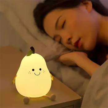 Creative Fun Fruit Regardless Of Pear Sleep Light USB Charging Color-changing Pat Silicone Light One Size