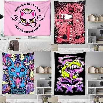 Creative Funny Cat Tapestry Office Living Room Decoration Home Wall Tapestry 100x75cm