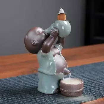Creative Ge Kiln Ceramic Waterfall Backflow Incense Burner Home Ornament Decor Tea Pet Zen Meditation Relaxation Decoration