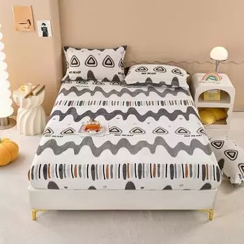 Creative Geometric Pattern Fleece Fitted Sheet Set Ultra Soft Cozy with Extra Deep Pockets Plush Warmth Fitted Sheet Bedding Set 99x190x30cm 3Pc