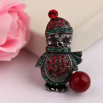 Creative Gifts Diamond-Encrusted Christmas Brooch Retro Cartoon Image Pin Accessories