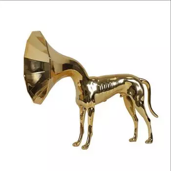 Creative Golden Horn Dog Ornaments Modern Luxury Abstract Animal Statue Electroplating Metal Art Decoration Home Decoration золотистый