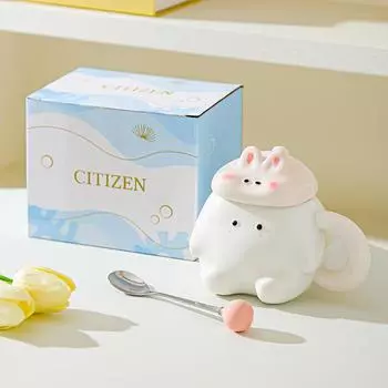 Creative Hand Drawn Animal Cartoon Ceramic Cup Cute Household Mug Large Capacity Drinking Cup Design Sense 301-400ml